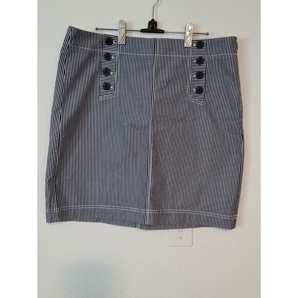 Talbots Navy and White stripe skirt with Nautical accent buttons 12p NWT - Picture 1 of 6